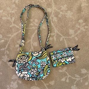 Vera Bradley Blue/Green Shoulder Bag and Wallet